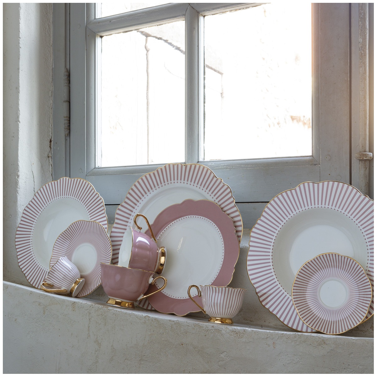 ASSIETTE PLATE  ROSE MME RECAMIER  ROSE