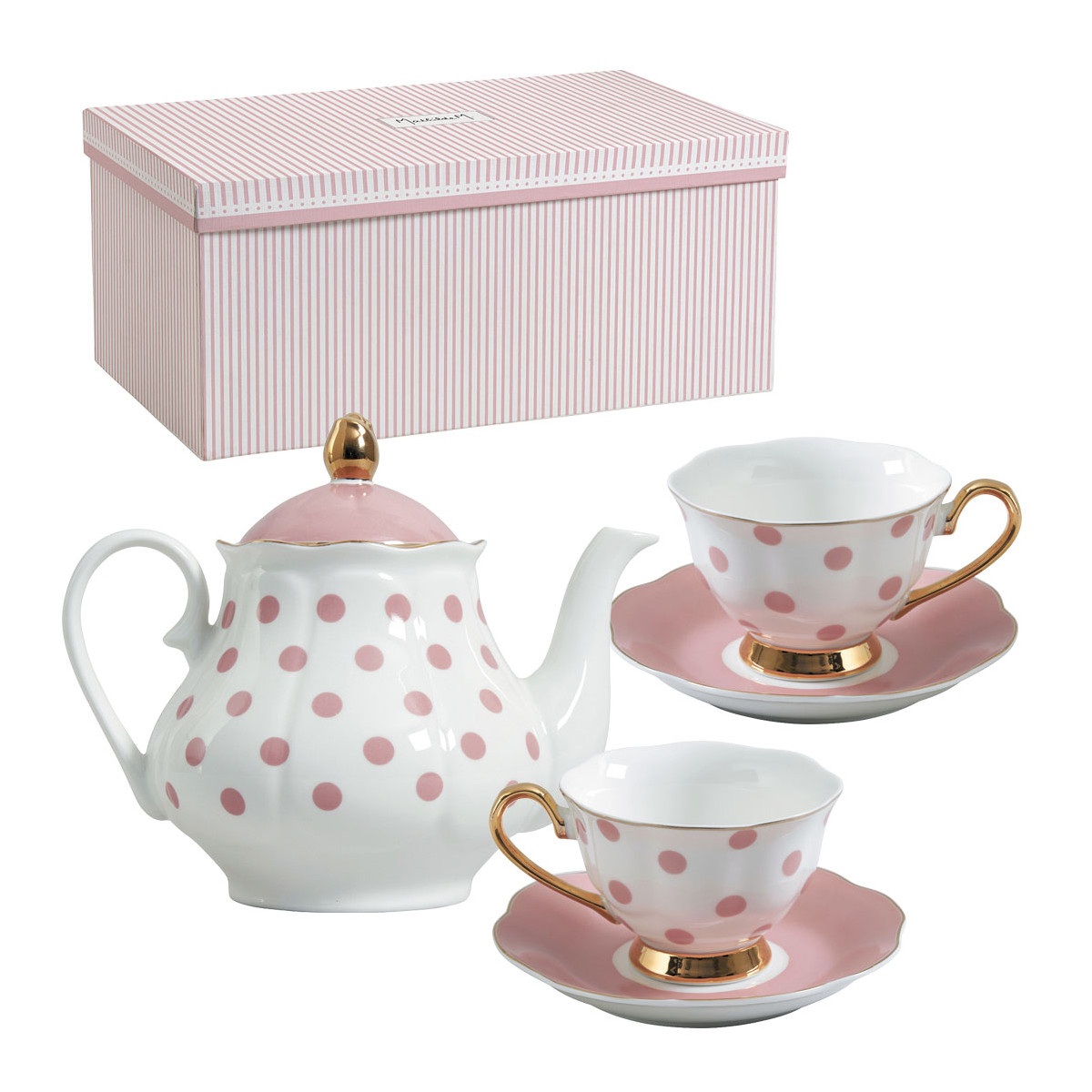COFFRET THEIERES MME RECAMIER ET 2 TASSES A THE ROSE
