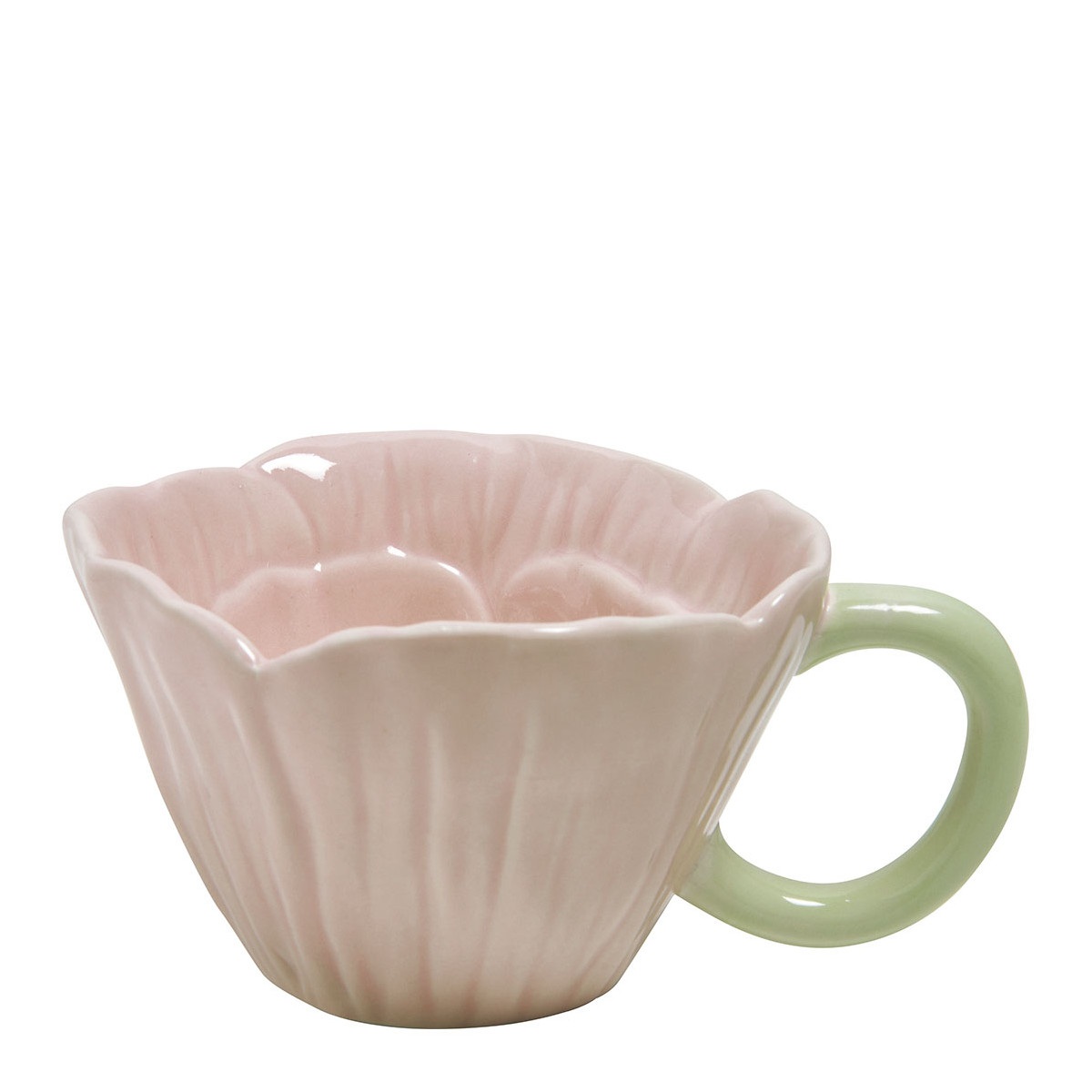 TASSE À THÉ TULIPE EN GRÈS ROSE CLAIR 13,1 X 6,5