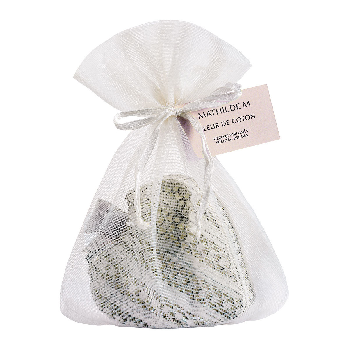 BOITE CŒUR EN MÉTAL AJOURÉ AVEC DÉCOR PARFUMÉ - FLEUR DE COTON