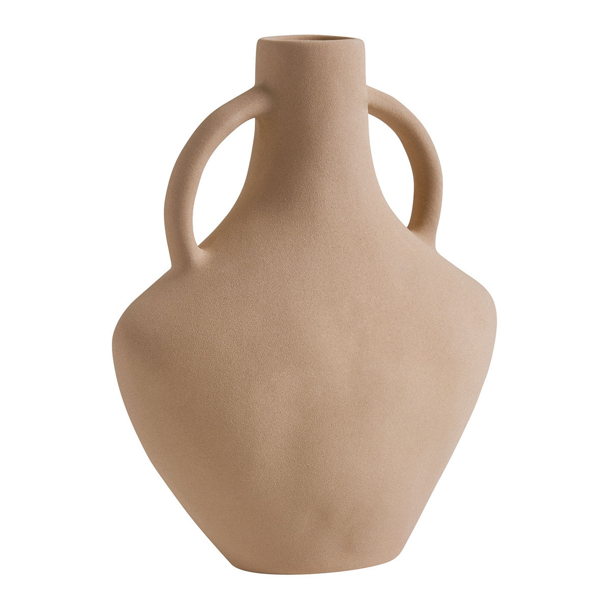 VASE DECORATIF AMPHORE EN CERAMIQUE BEIGE MAT