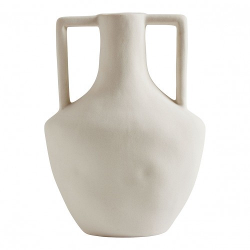 VASE DECORATIF AMPHORE EN CERAMIQUE BLANC MAT